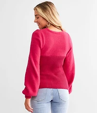 Brushed Keyhole Sweater