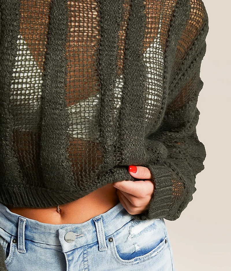 Cropped Open Stitch Sweater