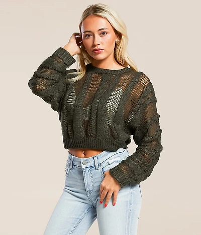Gilded Intent Cropped Open Stitch Sweater