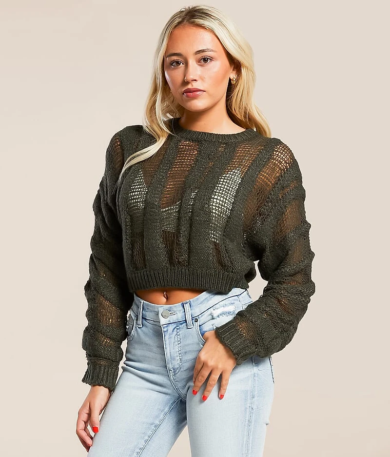 Cropped Open Stitch Sweater