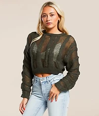 Cropped Open Stitch Sweater