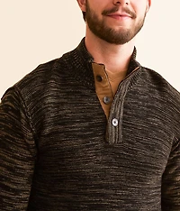 Mixed Yarn Henley Sweater