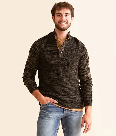 Mixed Yarn Henley Sweater