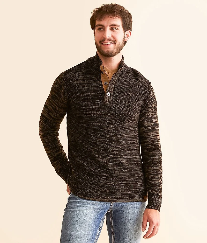 Mixed Yarn Henley Sweater