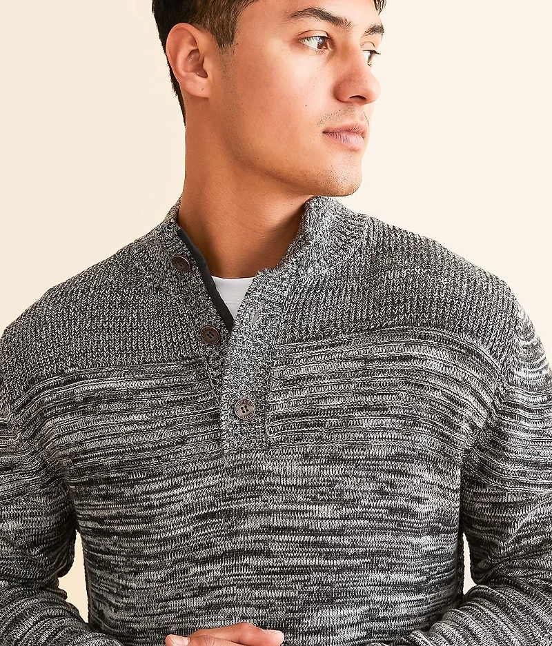Mixed Yarn Henley Sweater
