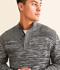 Mixed Yarn Henley Sweater