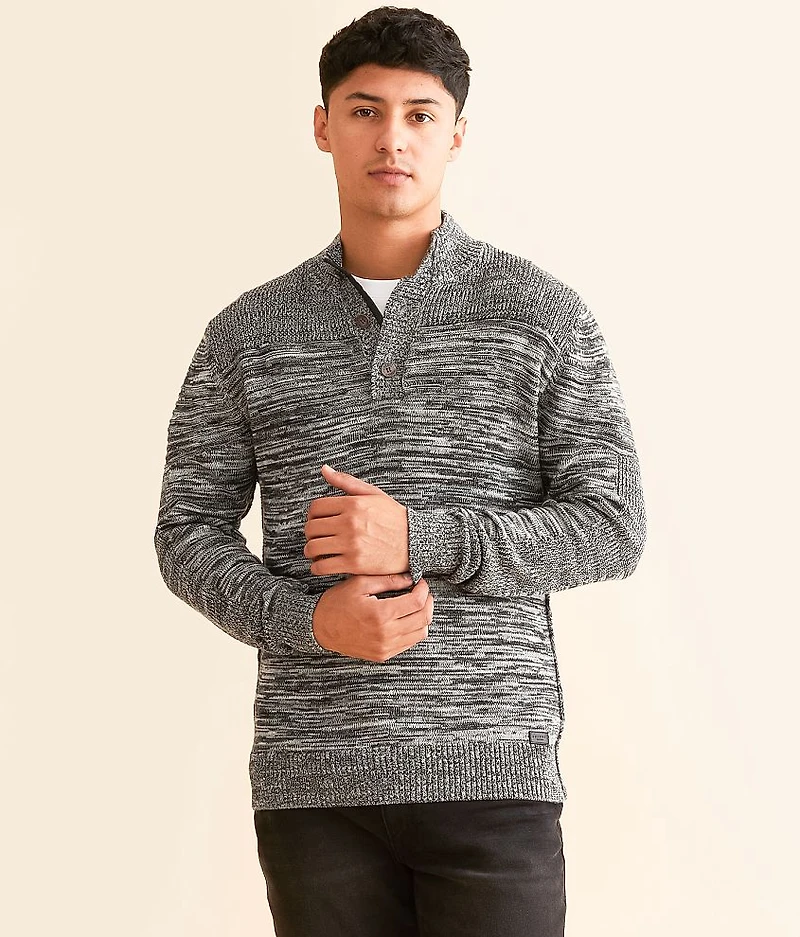 Mixed Yarn Henley Sweater