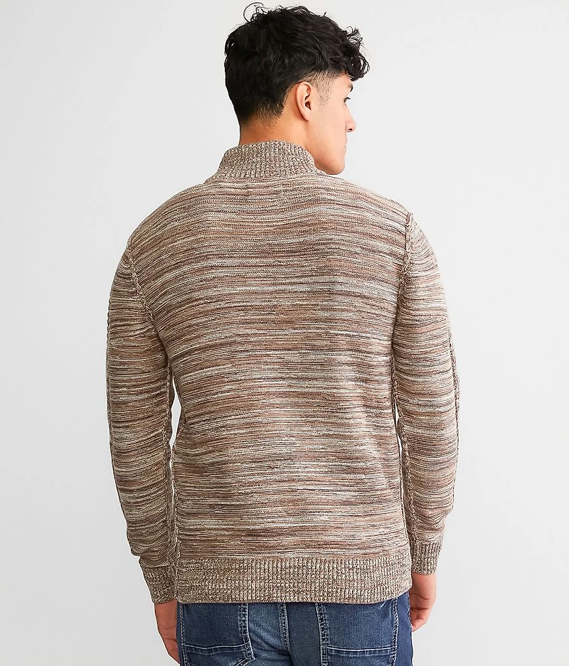 Mixed Yarn Henley Sweater