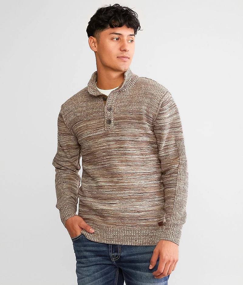 Mixed Yarn Henley Sweater