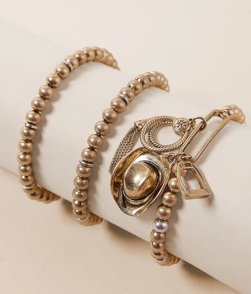 3 Pack Western Charm Bracelet Set