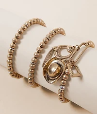 3 Pack Western Charm Bracelet Set