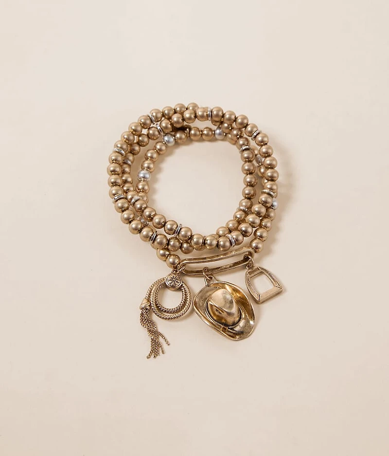 3 Pack Western Charm Bracelet Set