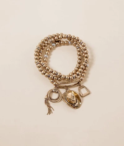 3 Pack Western Charm Bracelet Set