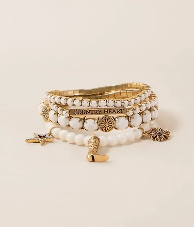 4 Pack Country Heart Bracelet Set