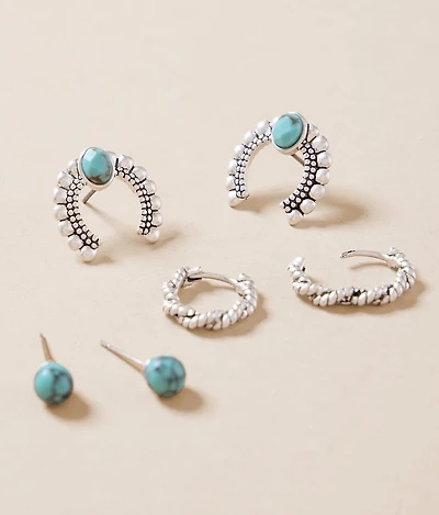 3 Pack Horseshoe Earring Set