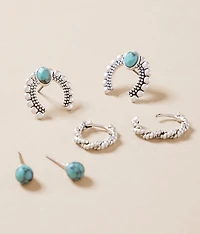 3 Pack Horseshoe Earring Set