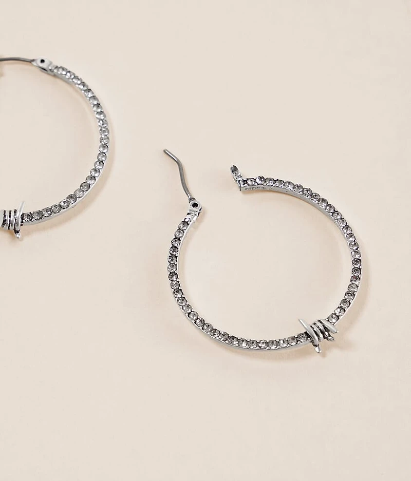 Pave Barb Wire Hoop Earring