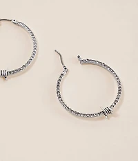 Pave Barb Wire Hoop Earring
