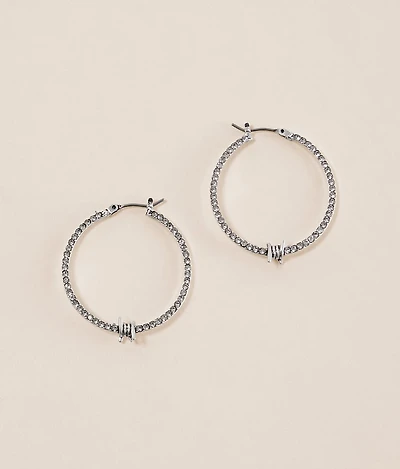 Pave Barb Wire Hoop Earring