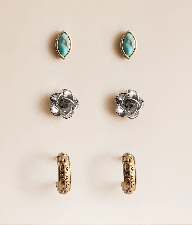 3 Pack Mixed Western Earring Set