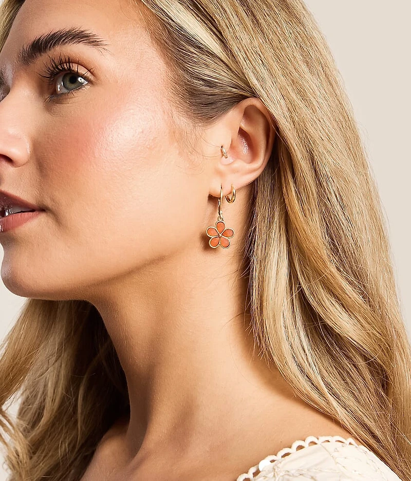 3 Pack Horseshoe & Flower Earring Set