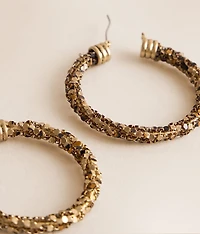 Metal Mesh Wrapped Hoop Earring