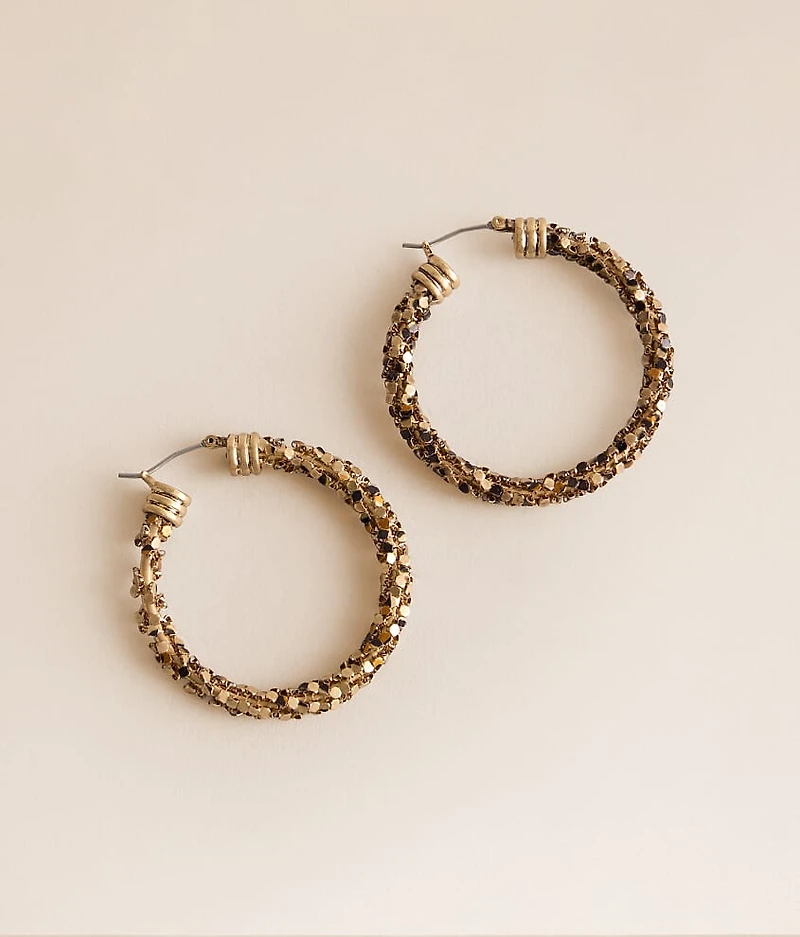 Metal Mesh Wrapped Hoop Earring