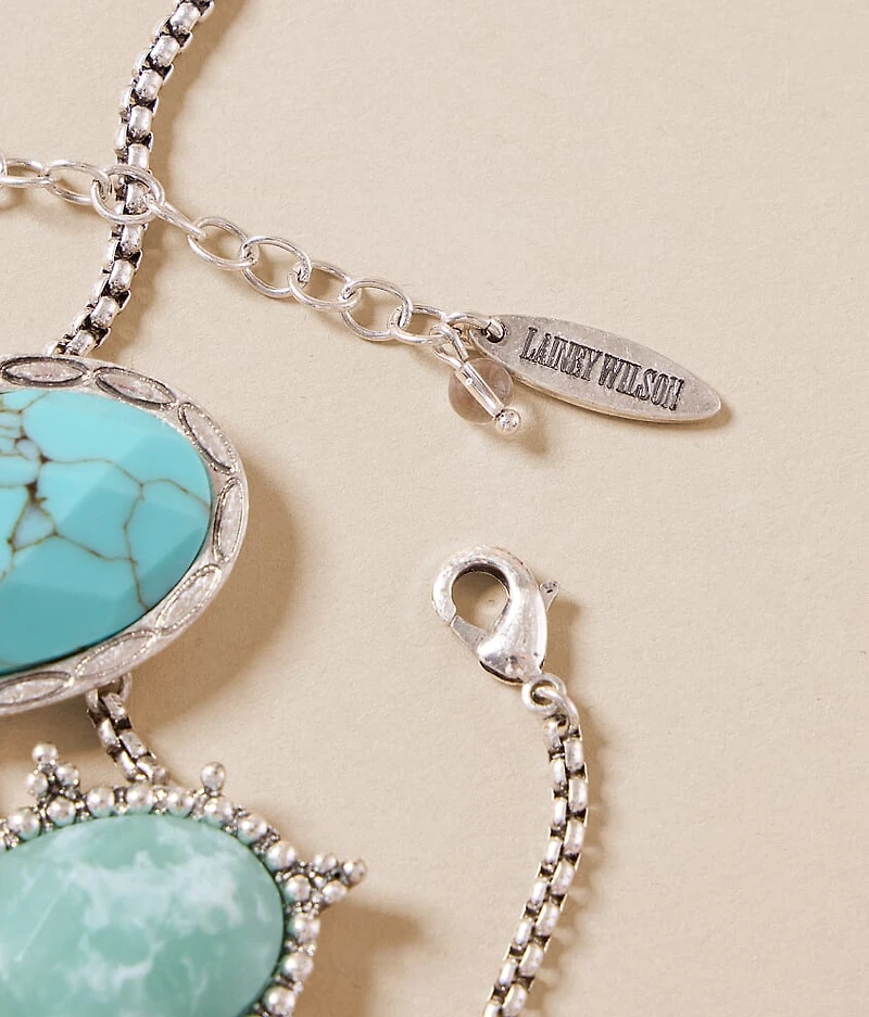 Turquoise Stone Fringe Necklace