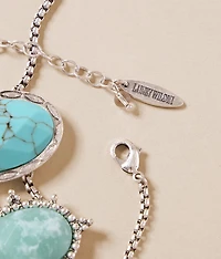 Turquoise Stone Fringe Necklace