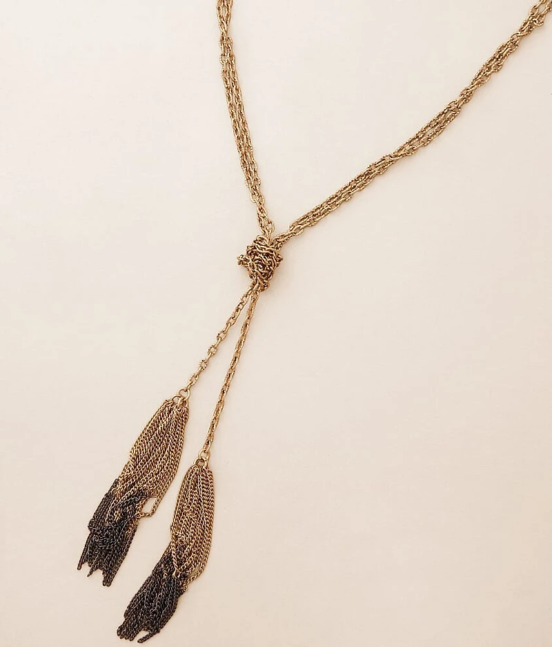 Fringe Lariat Choker Necklace