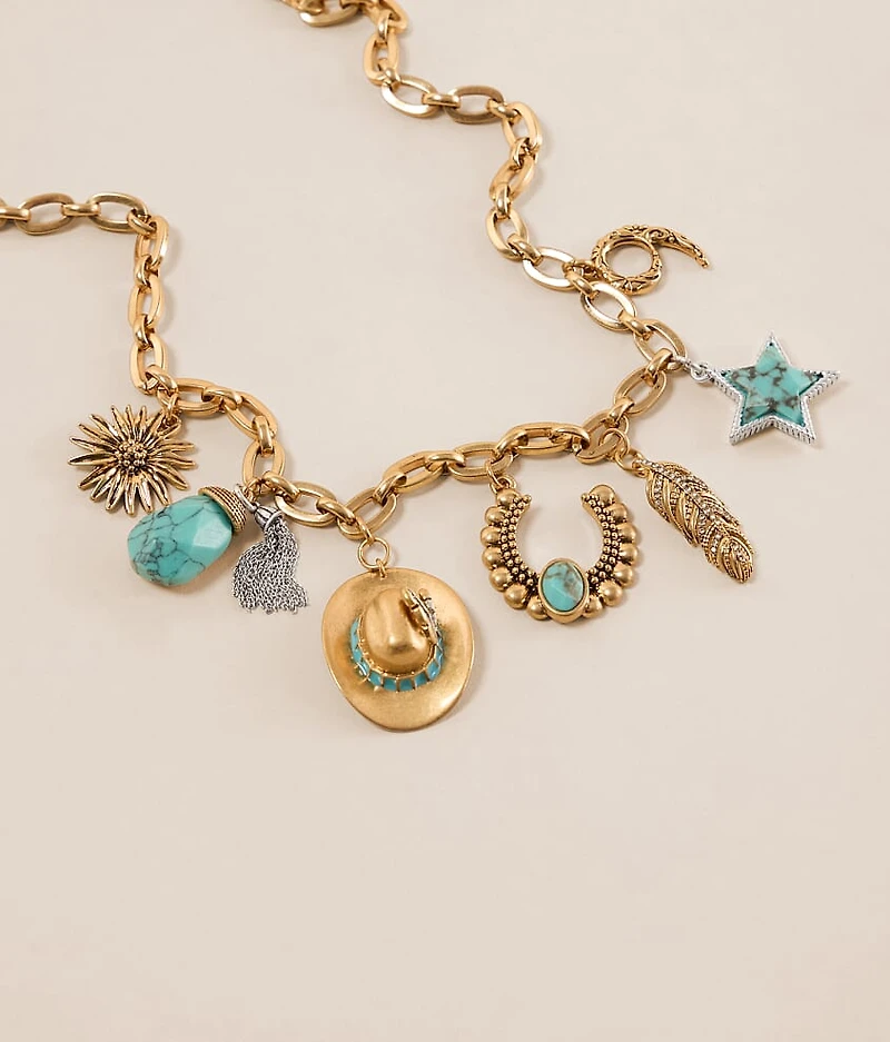 Western Statement Charm Necklace