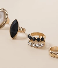 4 Pack Western Statement Ring Set