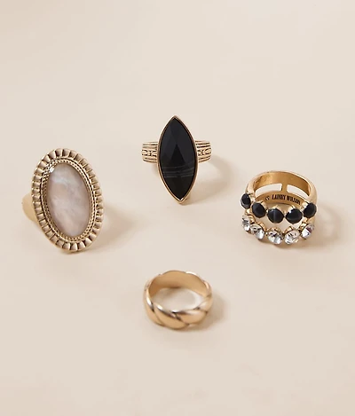 4 Pack Western Statement Ring Set