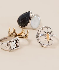 4 Pack Western Ring Set