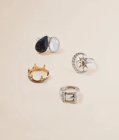 4 Pack Western Ring Set