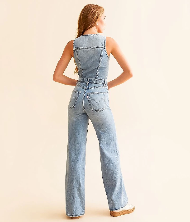 Premium Wide Leg Denim Jumpsuit