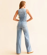 Premium Wide Leg Denim Jumpsuit
