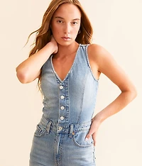 Premium Wide Leg Denim Jumpsuit