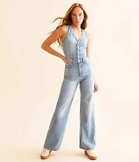 Premium Wide Leg Denim Jumpsuit