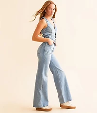 Premium Wide Leg Denim Jumpsuit