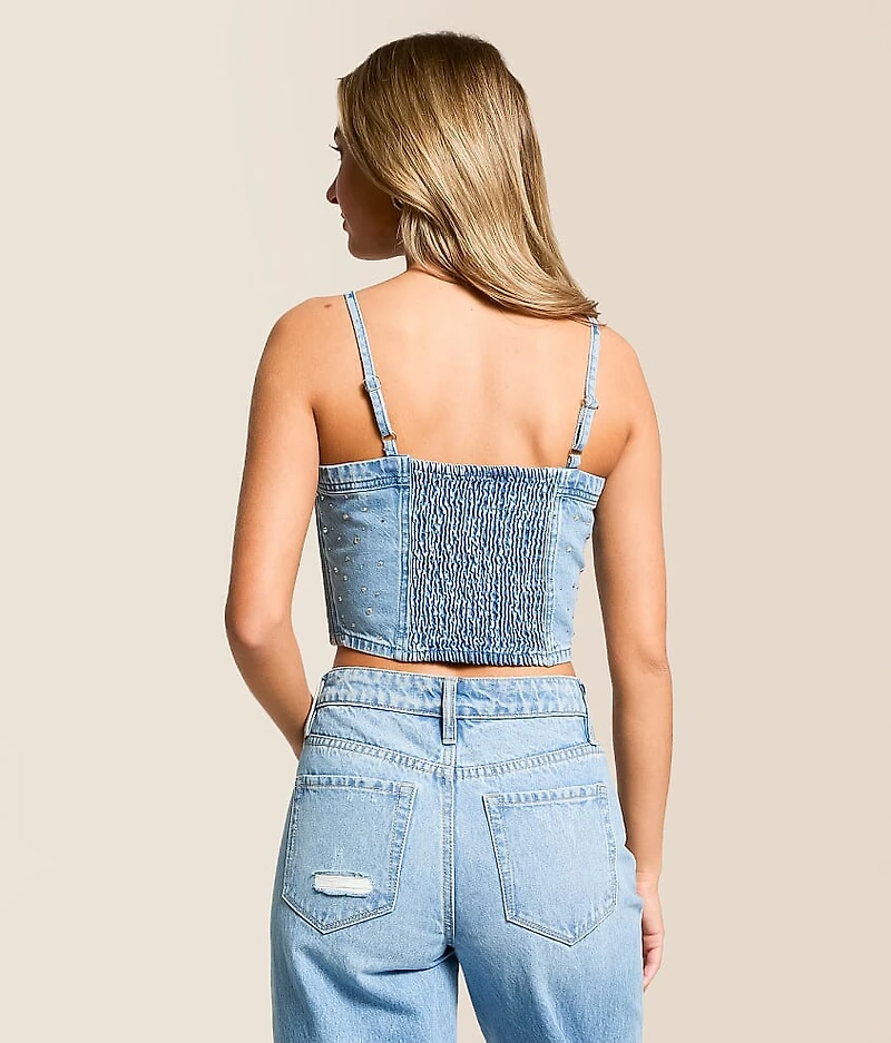 Premium Jadine Rhinestone Denim Tank Top