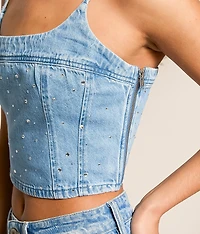 Premium Jadine Rhinestone Denim Tank Top
