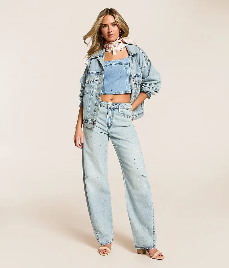 Premium Jadine Rhinestone Denim Tank Top