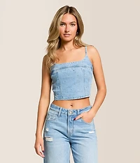 Premium Jadine Rhinestone Denim Tank Top