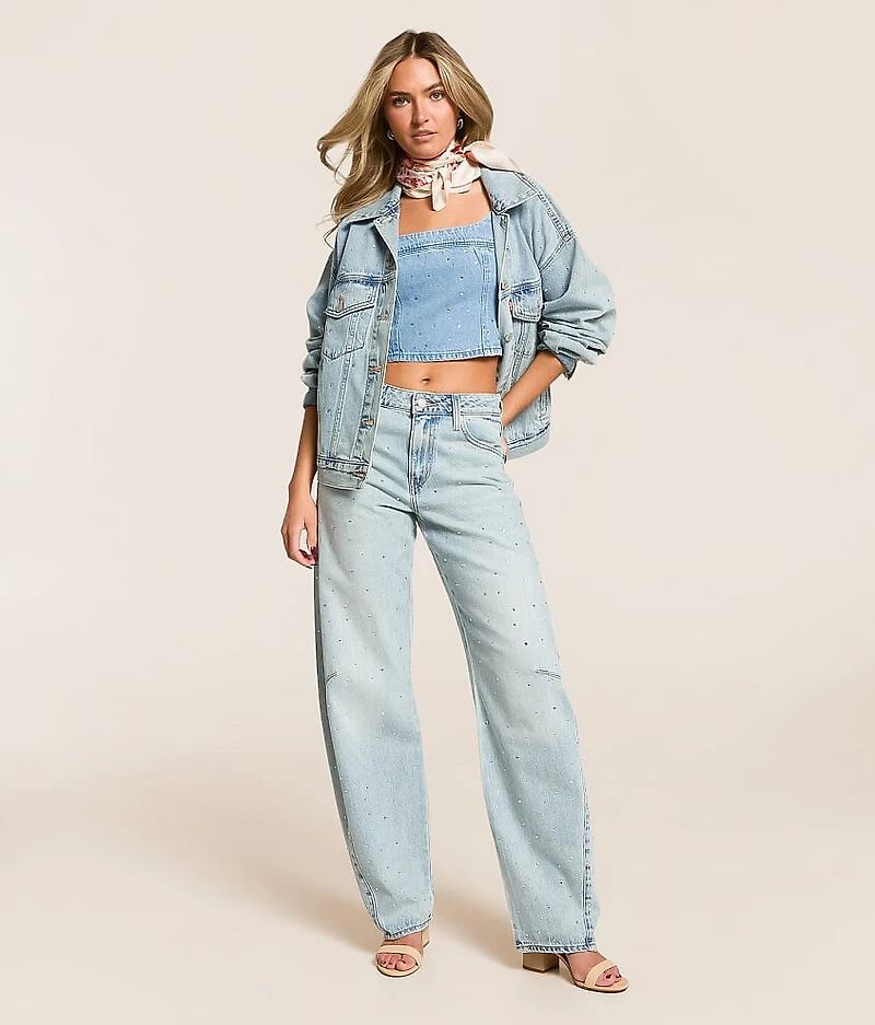 Premium Baggy Dad Barrel Rhinestone Jean