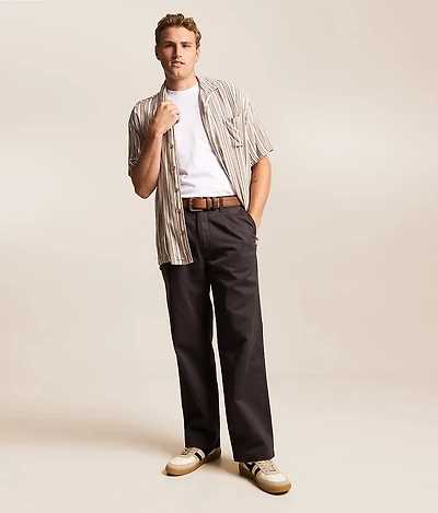 Loose Straight Pleated Work Chino Pant