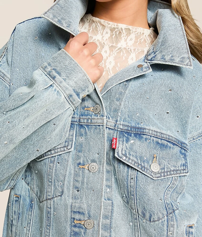 Premium 90s Denim Rhinestone Trucker Jacket