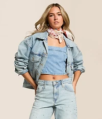 Premium 90s Denim Rhinestone Trucker Jacket
