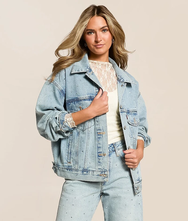 Premium 90s Denim Rhinestone Trucker Jacket