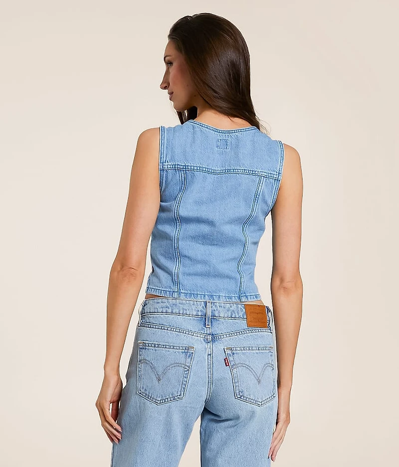 Premium Bella Denim Corset Cropped Vest